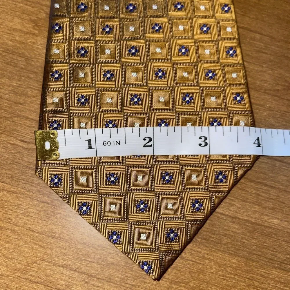 Robert Talbott Perlis Neck Tie Men‎ Yellow 100% Silk Hand Sewn